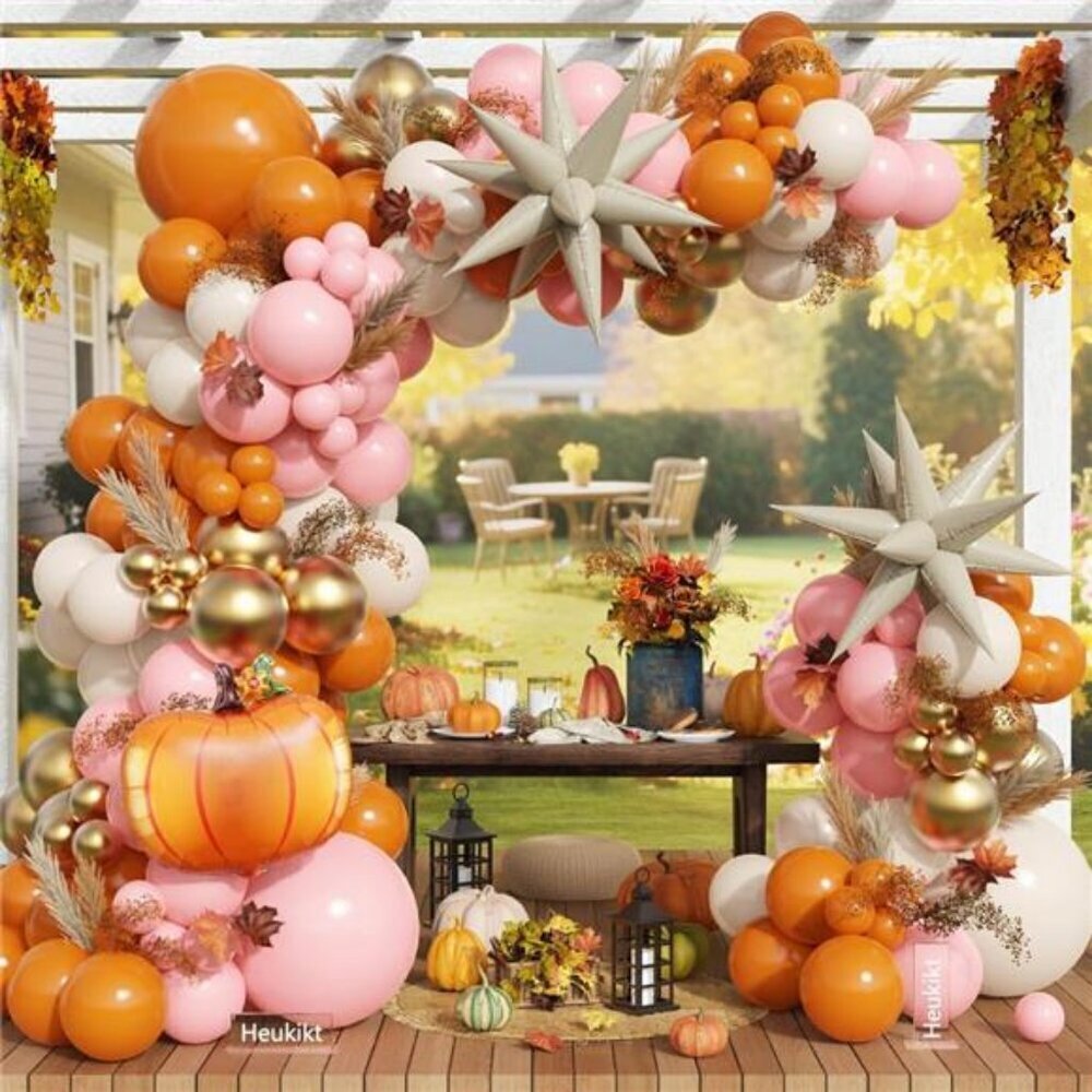 Pink Fall Balloons Garland Arch Kit - 149pcs Burnt Orange Nude Pink Gold